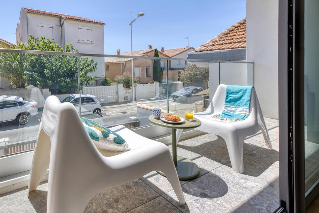 South-Of-France T2 Neuf Haut De Gamme, Climatise, Parking Gratuit, 2Eme Ligne Balcon Carnon-Plage Buitenkant foto